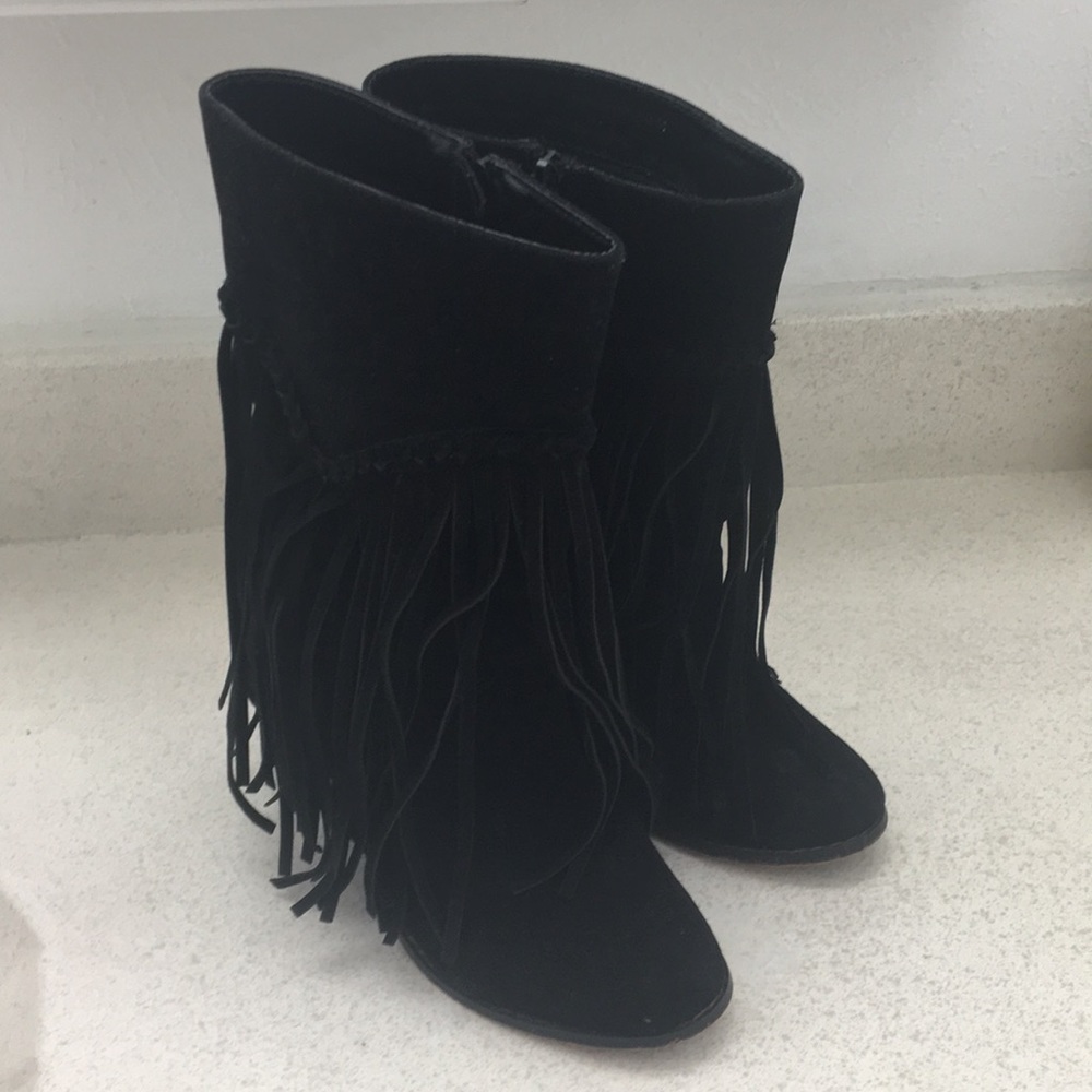 Black Fringe Boots